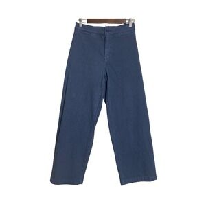 Madewell Emmett Navy Blue High Rise Wide Leg Pants Size 27 Cotton Pockets